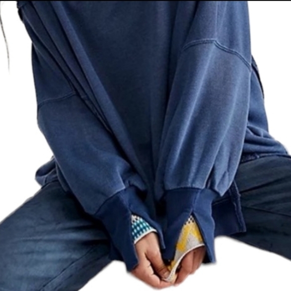 NWT FREE PEOPLE GREEN Adventure CAMDEN OVERSIZED PULLOVER Sweatshirt We The Free - Picture 11 of 14